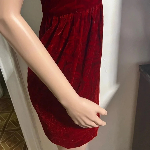 ALICE + OLIVIA Women’s Velvet Red Rose Dress - Picture 8 of 16
